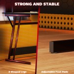 HOMCOM LED Gaming Desk, with Power Socket and Monitor Stand, 100 x 60 cm, Black